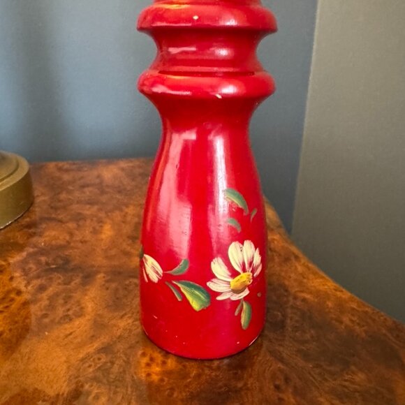 Vintage Zassenhaus Red Floral Pepper Mill - Picture 3 of 11